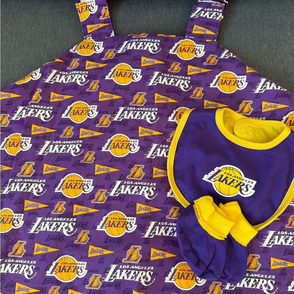 Lakers Infant Car Seat Cover + Bib & Booties